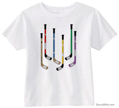 Colorful Hockey Sticks Toddler Shirt white