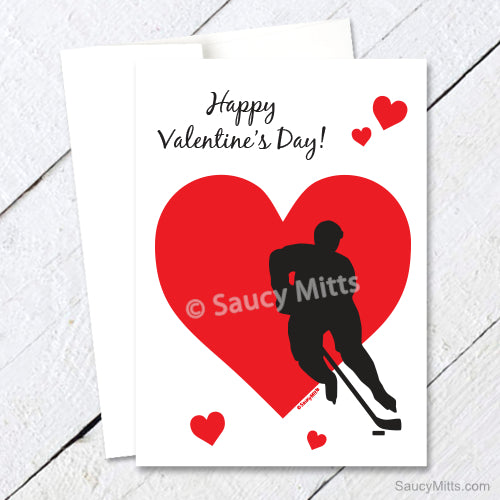 hockey valentine's day hearts card