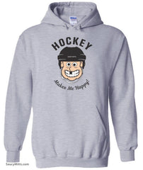 Hockey Makes Me Happy Hoodie heather gray