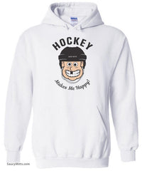 Hockey Makes Me Happy Hoodie white