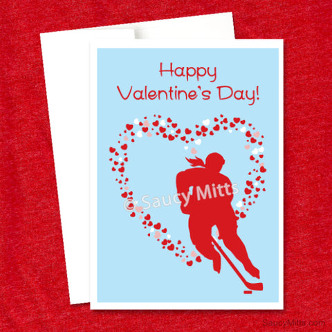 Women's Hockey Valentine's Day Card Hearts