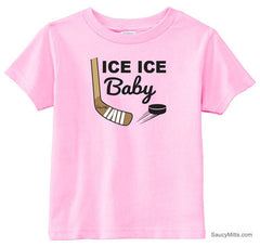 Ice Ice Baby Toddler Hockey Shirt pink
