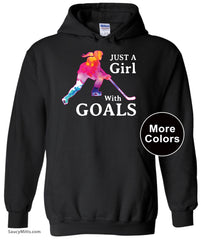 Just a Girl with Goals Hockey Hoodie black