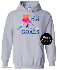 Just a Girl with Goals Hockey Hoodie heather gray