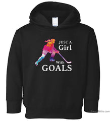 Just a Girl with Goals Toddler Hockey Hoodie black