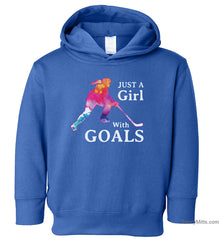 Just a Girl with Goals Toddler Hockey Hoodie royal blue