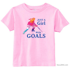 Just a Girl with Goals Toddler Hockey Shirt pink