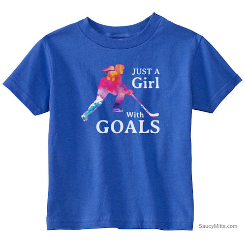 Just a Girl with Goals Toddler Hockey Shirt