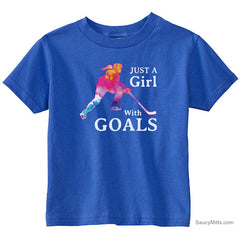 Just a Girl with Goals Toddler Hockey Shirt royal blue