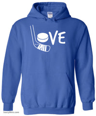 love hockey hoodie royal blue