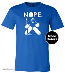 Nope Hockey Goalie Shirt royal blue