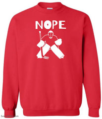 Nope Hockey Goalie sweatshirt red