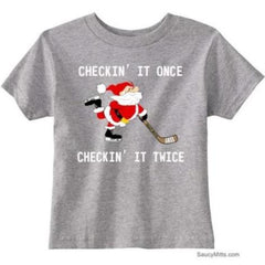 Checking It Hockey Santa Toddler Shirt heather gray