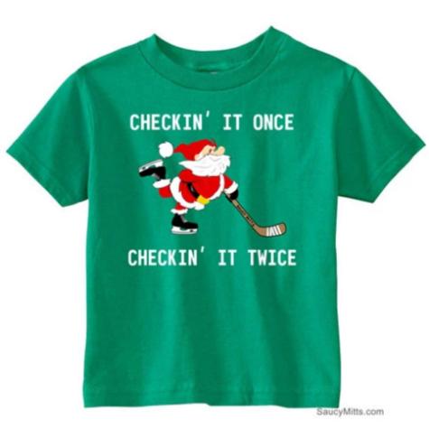 Checking It Hockey Santa Toddler Shirt
