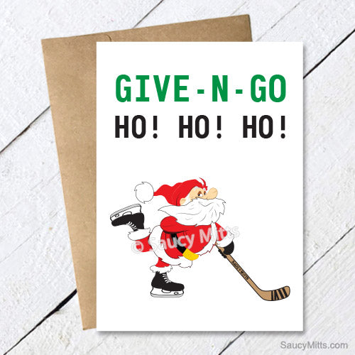 Give N Go Hockey Santa Christmas Card