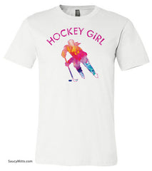 Hockey Girl Watercolor Shirtf white