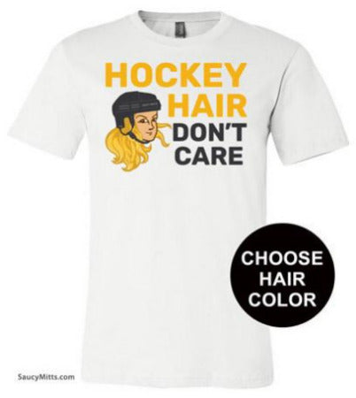 Girls Hockey Hair Don't Care Shirt Blonde Hair