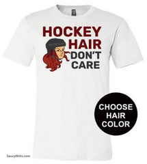 Girls Hockey Hair Don't Care Shirt Red Hair