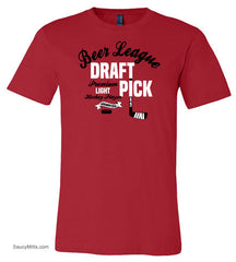 Beer League Draft Pick Hockey Shirt red