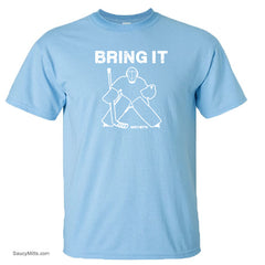 bring it hockey goalie shirt light blue
