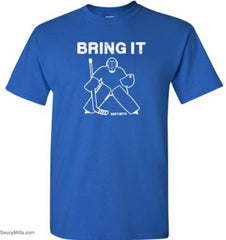 bring it hockey goalie kids youth shirt royal blue