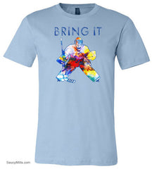 Bring It Hockey Goalie Watercolor Youth Shirt light blue