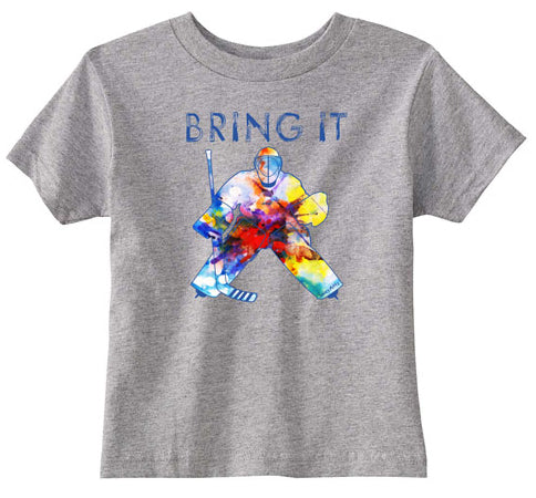 Bring It Hockey Goalie Watercolor Toddler Shirt heather gray