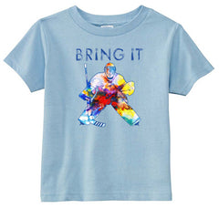 Bring It Hockey Goalie Watercolor Toddler Shirt light blue