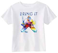 Bring It Hockey Goalie Watercolor Toddler Shirt white
