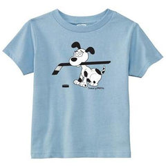 cartoon hockey dog infant toddler shirt light blue
