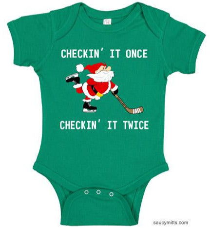 Checking It Hockey Santa Baby Bodysuit