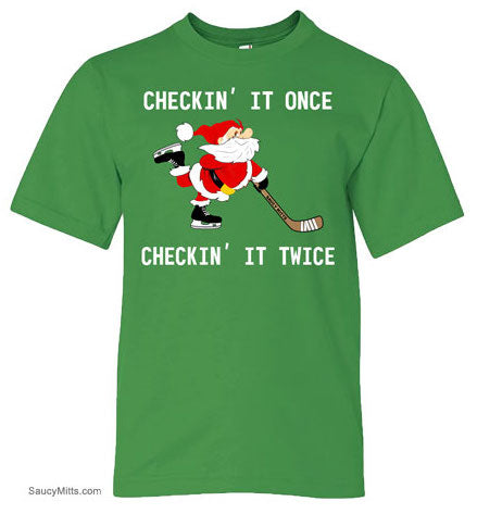 Checking It Christmas Youth Hockey Shirt