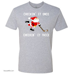 Checking It Hockey Christmas Shirt heather gray
