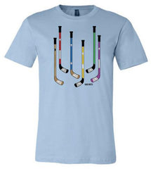 Colorful Hockey Sticks Youth Hockey Shirt light blue