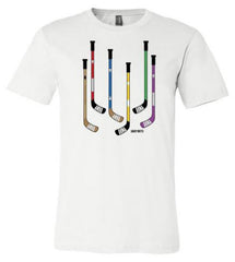 Colorful Hockey Sticks Youth Hockey Shirt white