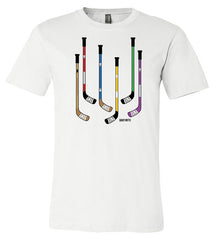 Colorful Hockey Sticks Shirt white