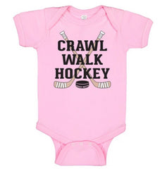 crawl walk hockey infant bodysuit pink
