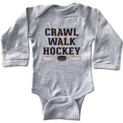 crawl walk hockey infant long sleeve bodysuit heather gray