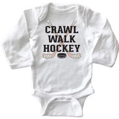 crawl walk hockey infant long sleeve bodysuit white