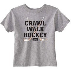 crawl walk hockey toddler shirt heather gray