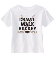 crawl walk hockey toddler shirt white