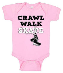 Crawl Walk Skate Hockey Infant Bodysuit pink