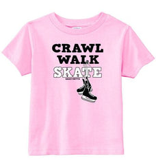 Crawl Walk Skate Hockey Toddler Shirt pink
