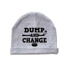 Dump and Change Hockey Baby Beanie heather gray hat