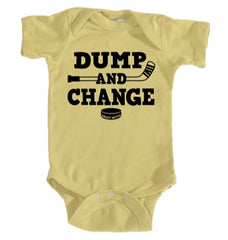 dump and change hockey infant onesie banana yellow
