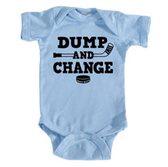 dump and change hockey infant onesie light blue