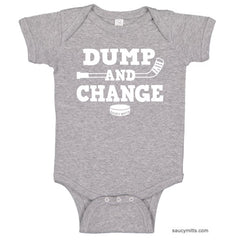 Dump and Change Hockey Infant Bodysuit White heather gray