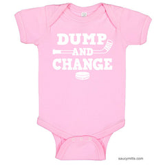Dump and Change Hockey Infant Bodysuit White pink
