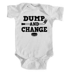 dump and change hockey infant onesie white