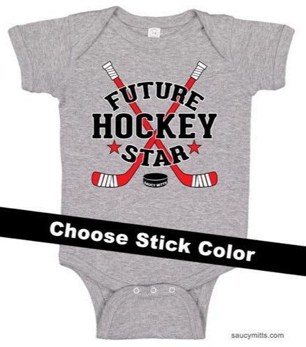future hockey star baby bodysuit heather gray